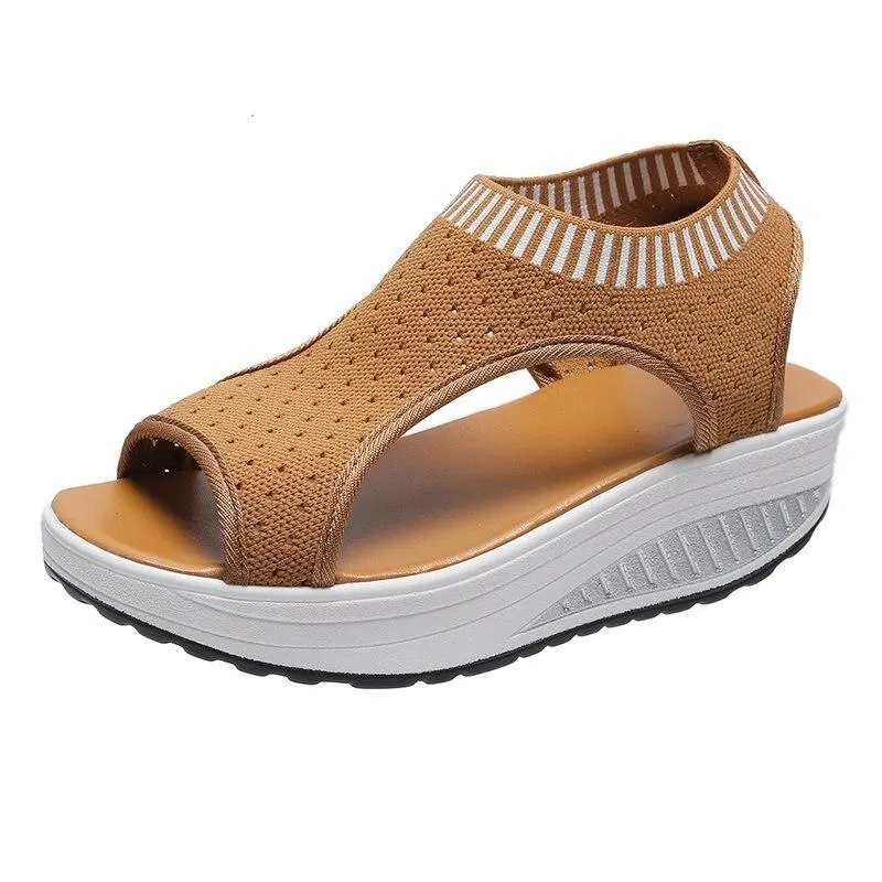 Gladiator Sandalias Mujer 2021 Female Wedge Heels Shoes Women Summer Comfortable Sandals Slip-on Flat Sandals Platform Sandalias