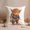 Highland Cow Pillow Cover Kit with Pattern 11CT Stamped Cross Stitch Pillowcase 45*45cm