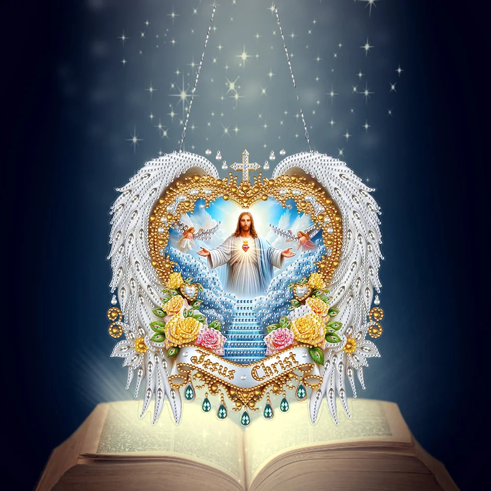 5D DIY Acrylic Jesus Special Shape Diamond Painting Dots Pendant Rhinestone Diamond Art Pendants