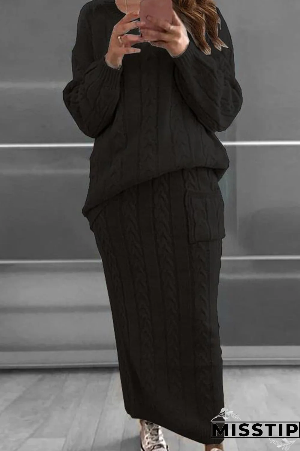 Apricot Fashion Casual Solid Patchwork O Neck Long Sleeve Two Pieces