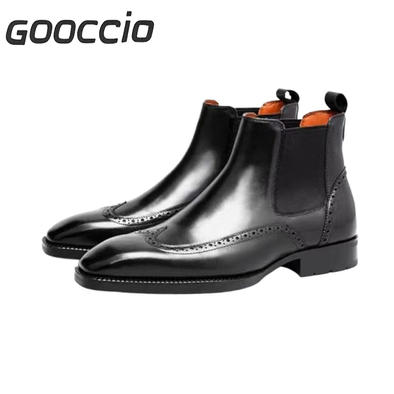CW198 Cowhide Dress Boots/Chelsea Boots For Men GOOCCIO   