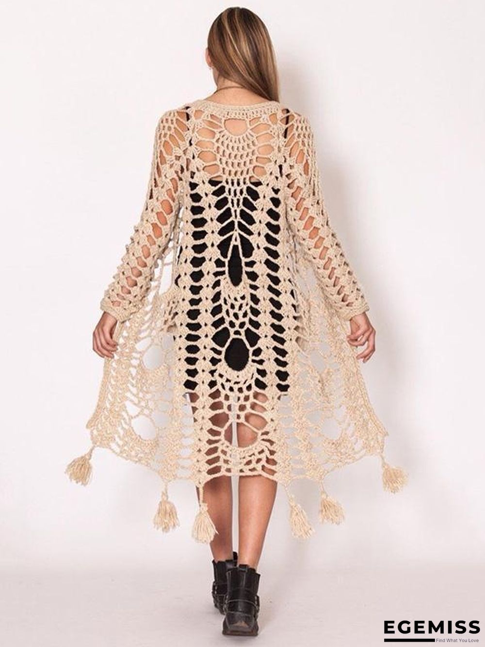 Knitting 2 Colors Cover-up Cardigans Tops | EGEMISS