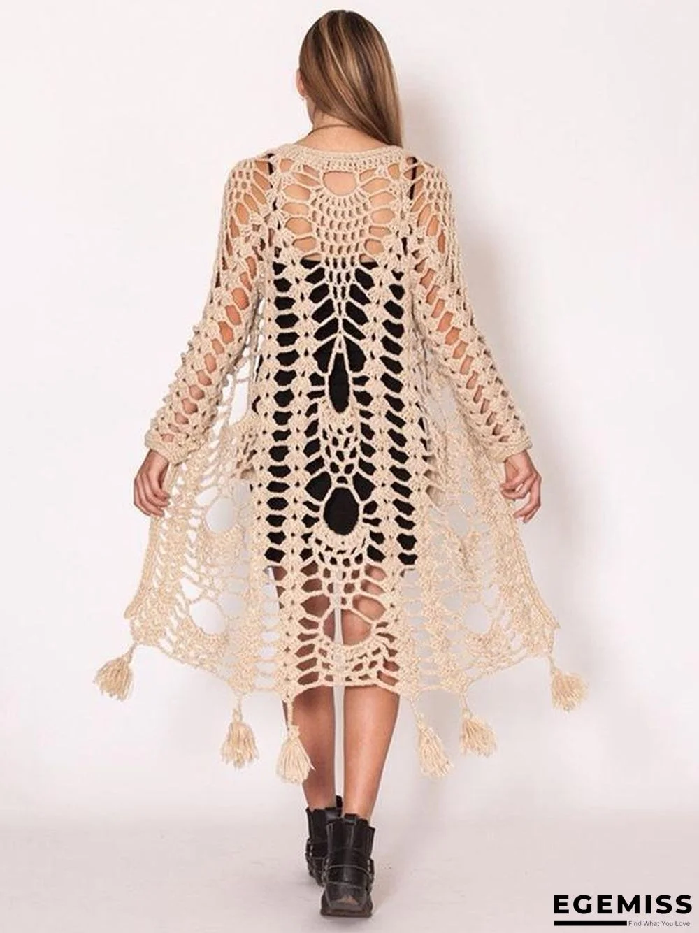 Knitting 2 Colors Cover-up Cardigans Tops | EGEMISS