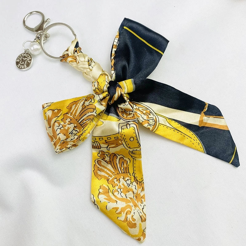 Sweet Minimalist Bow Knot Cloth Metal Unisex Bag Pendant Keychain
