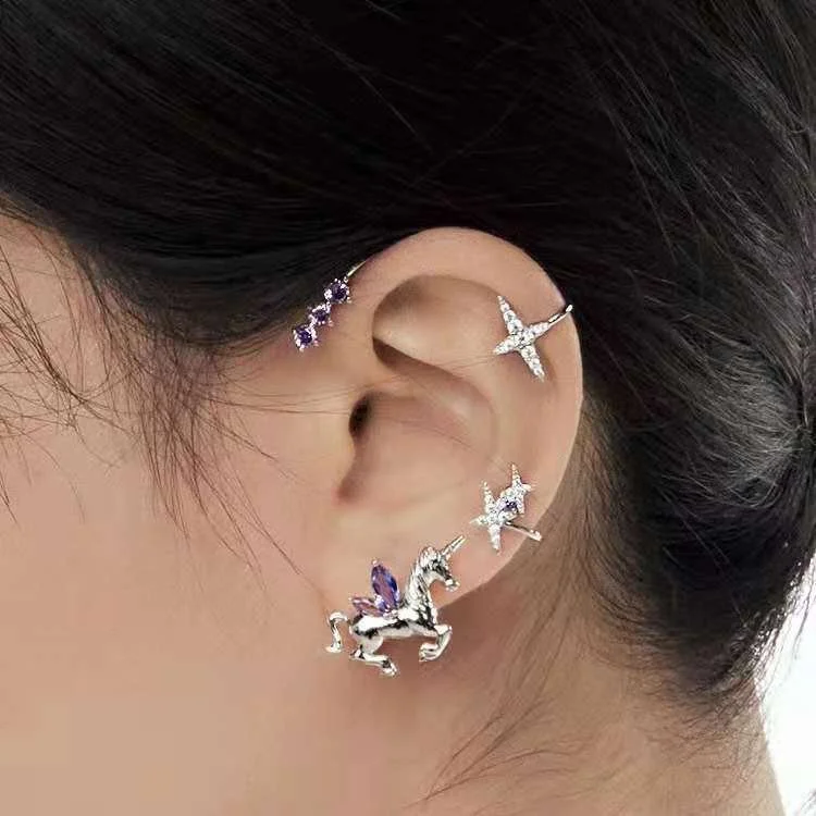 Sterling Unicorn Silver Earrings