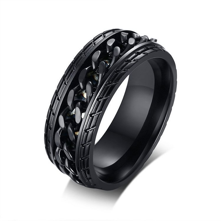 8mm Cool Black Spinner Rope Chain Ring