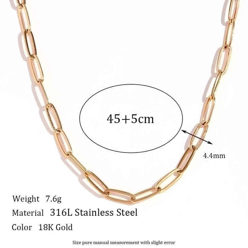 Basic Minimalist Classic Style Solid Color 304 Stainless Steel 18K Gold Plated Plating Necklace