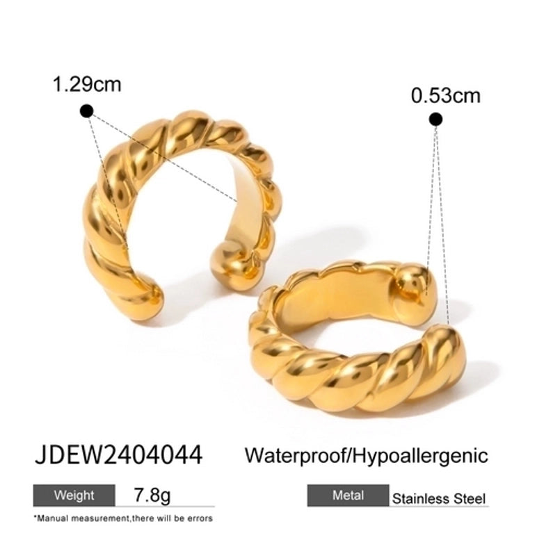 1 Pair Vacation Minimalist IG Style C Shape Solid Color Asymmetrical 304 Stainless Steel 18K Gold Plated Ear Cuffs