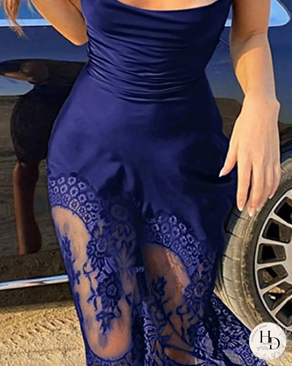 Spaghetti Strap Floral Pattern Lace Sleepshirt