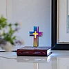 Floating Cross Lamp Floating Bible Night Light Colourful Magnetic Levitation Cross Ornament