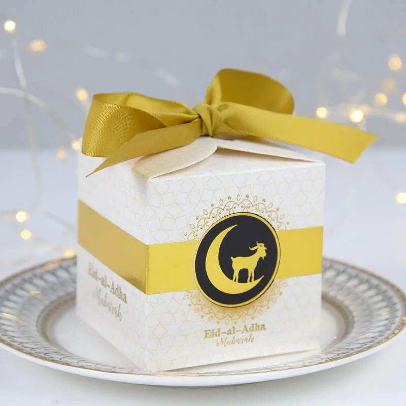 10pcs Eid Mubarak Candy Boxes Ramadan Kareem Decoration Paper Gift Box Islamic Muslim Party Supplies Eid al-Fitr Hajj Mabrour
