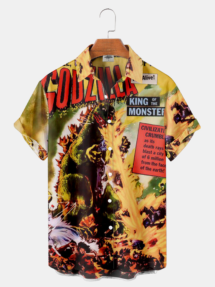 Men's Classic vintage Monster movie posters Printed Shirt PLUSCLOTHESMAN