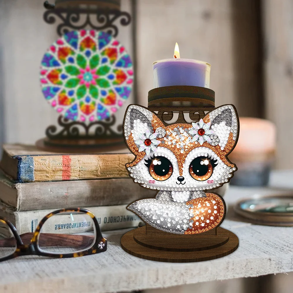 5D DIY Squirrel Diamond Painting Desktop Candle Holder Gifts for Family Friend