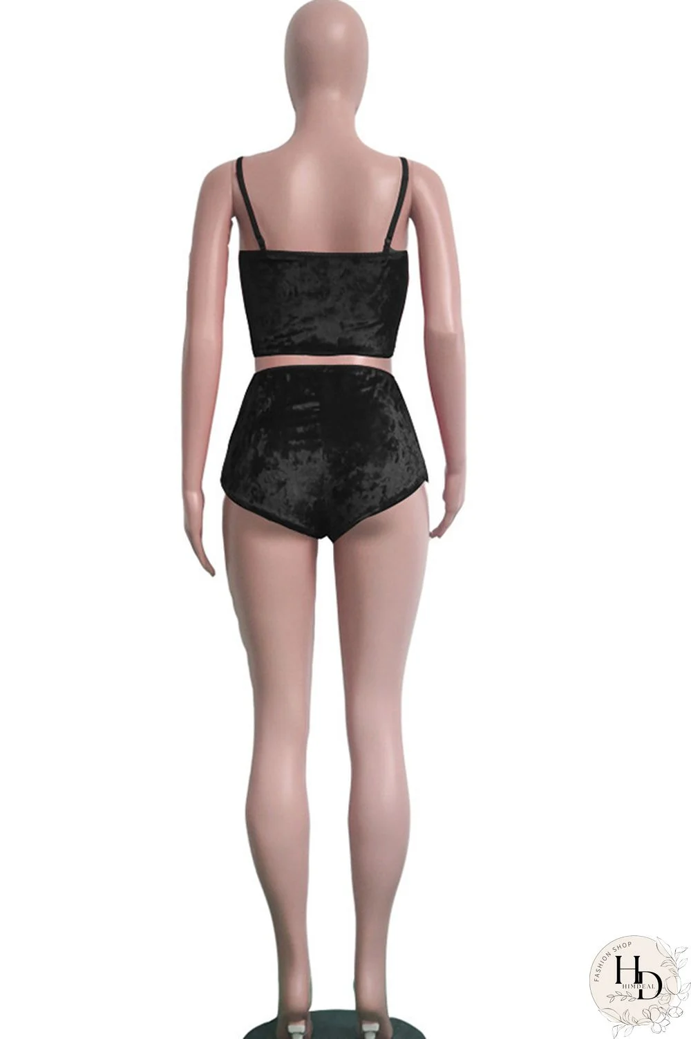 Pink Polyester Sexy Solid Two Piece Suits Straight Sleeveless