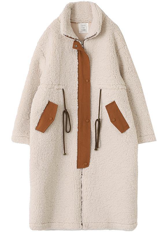 nude Woolen Coats plus size winter coat high neck drawstring jackets(Limited Stock)