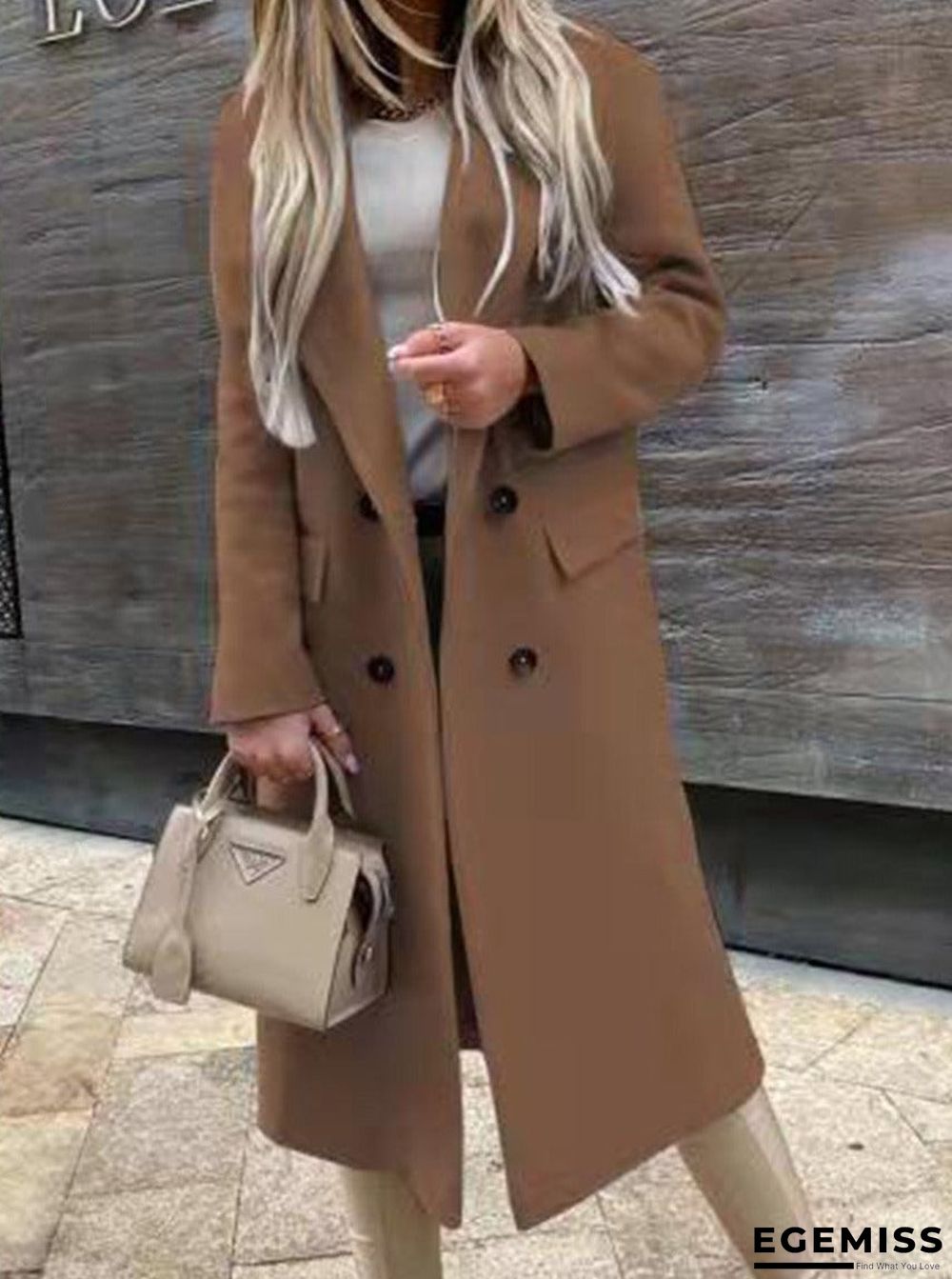 Fashion Casual Plain Lapel Woolen Coat | EGEMISS