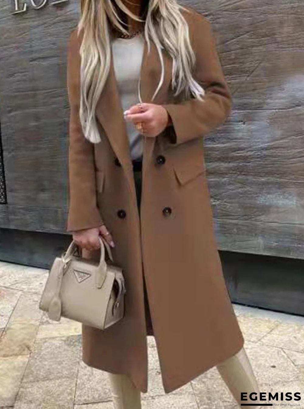 Fashion Casual Plain Lapel Woolen Coat | EGEMISS