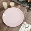 10 Pack | 10" Glossy Blush Rose Gold Round Plastic Dinner Plates With Gold Rim, Disposable Party Plates