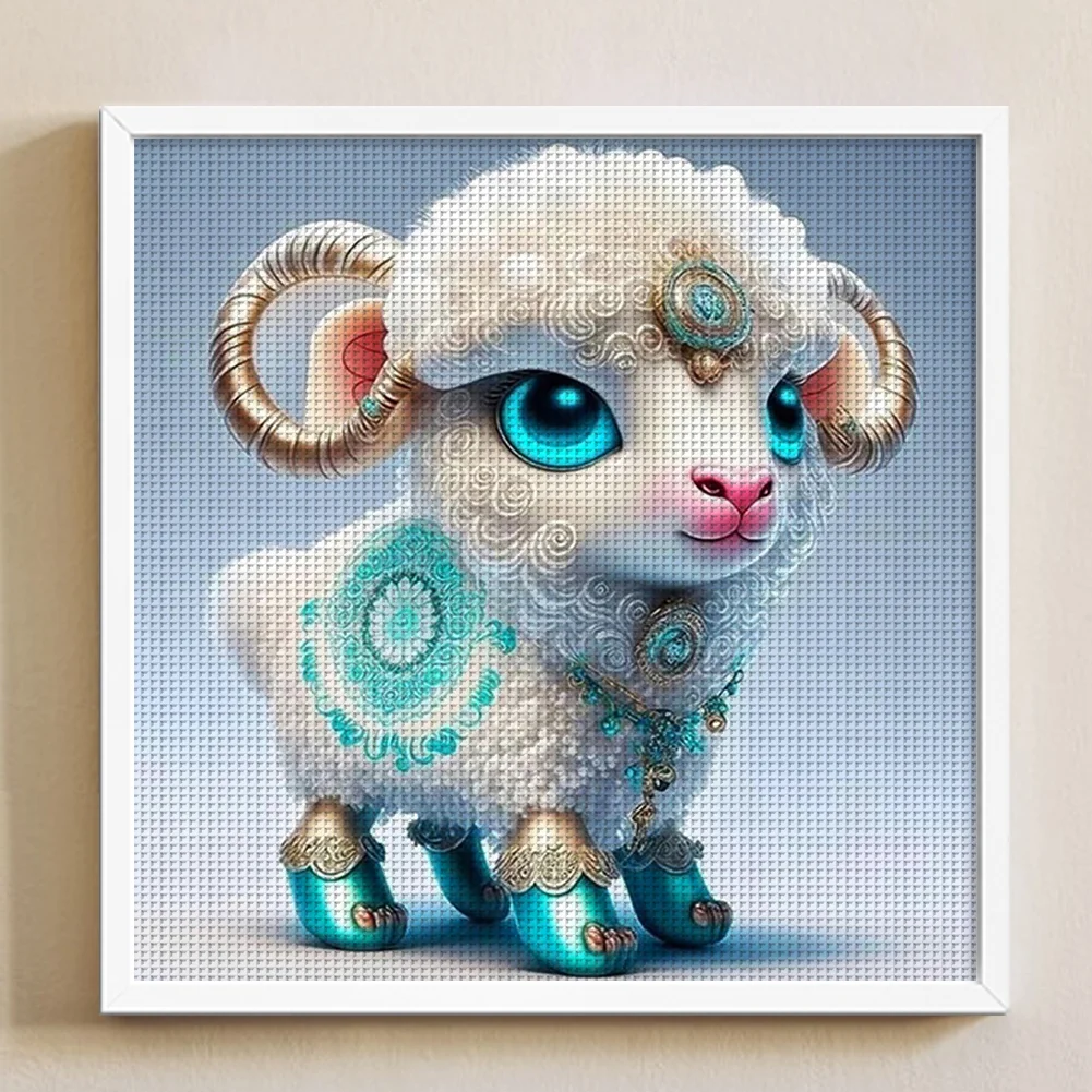 11CT Full Stamped Cross Stitch - Zodiac Sheep(Canvas|40*40CM)