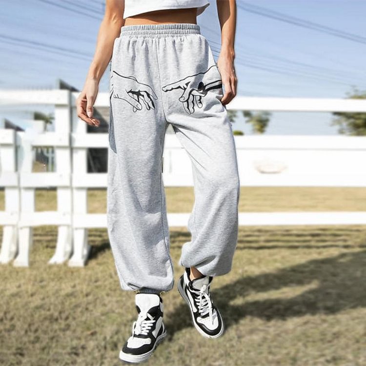 Comstylish Printed Sports All-Match Casual Pants