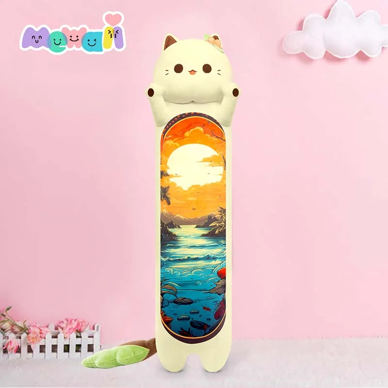 Mewaii® Loooong Family Original Design Summer Dusk Cat Plush Long Stuffed Animal Kawaii Plush Pillow Squishy Toy