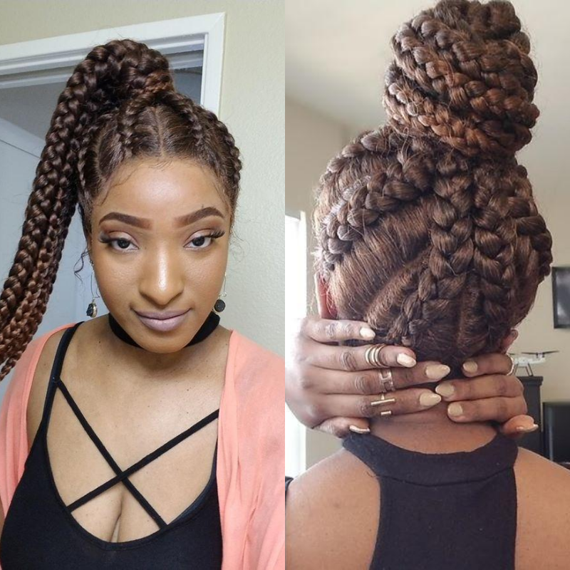 WEQUEEN Ombre Light Brown High Ponytail Dutch Braid Lace Wig