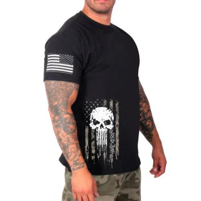 Mens Retro Vintage Skull Print T-Shirt