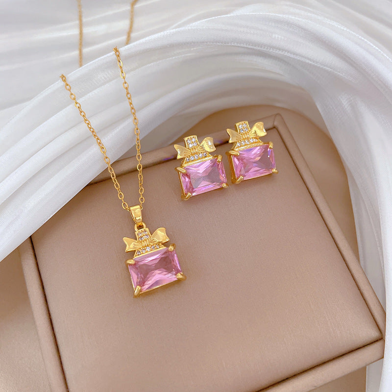 Korean Cosmos Geometric Titanium Steel Electroplating Earrings