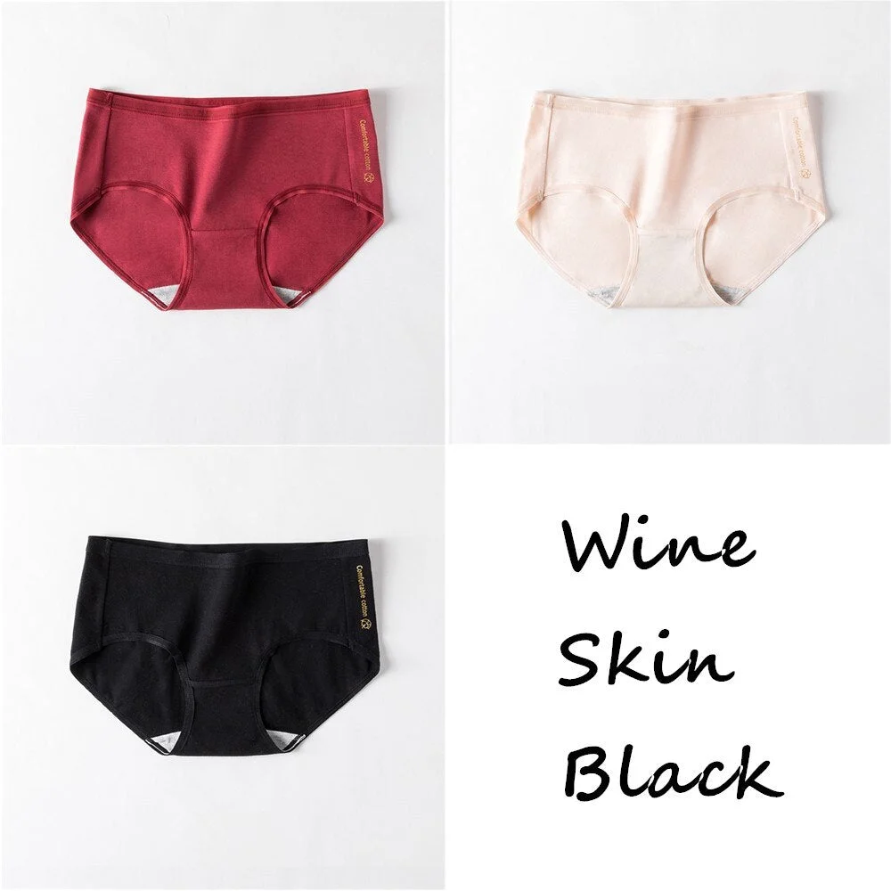 3Pcs Women Panties Lady Soft Cotton Underwear Girls Breathable Seamless Mid Waist Briefs Women Cute Sexy Lingerie Intimates New