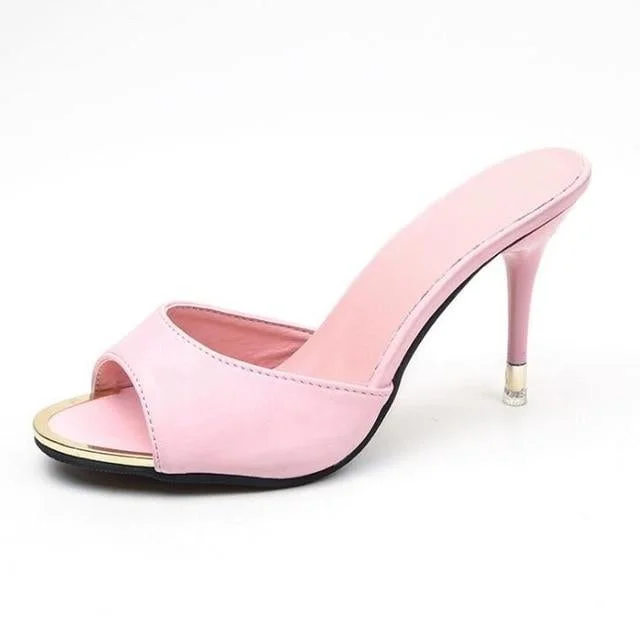 Women High Heels Sandal Shoes Sexy Black Slippers Sandals | EGEMISS