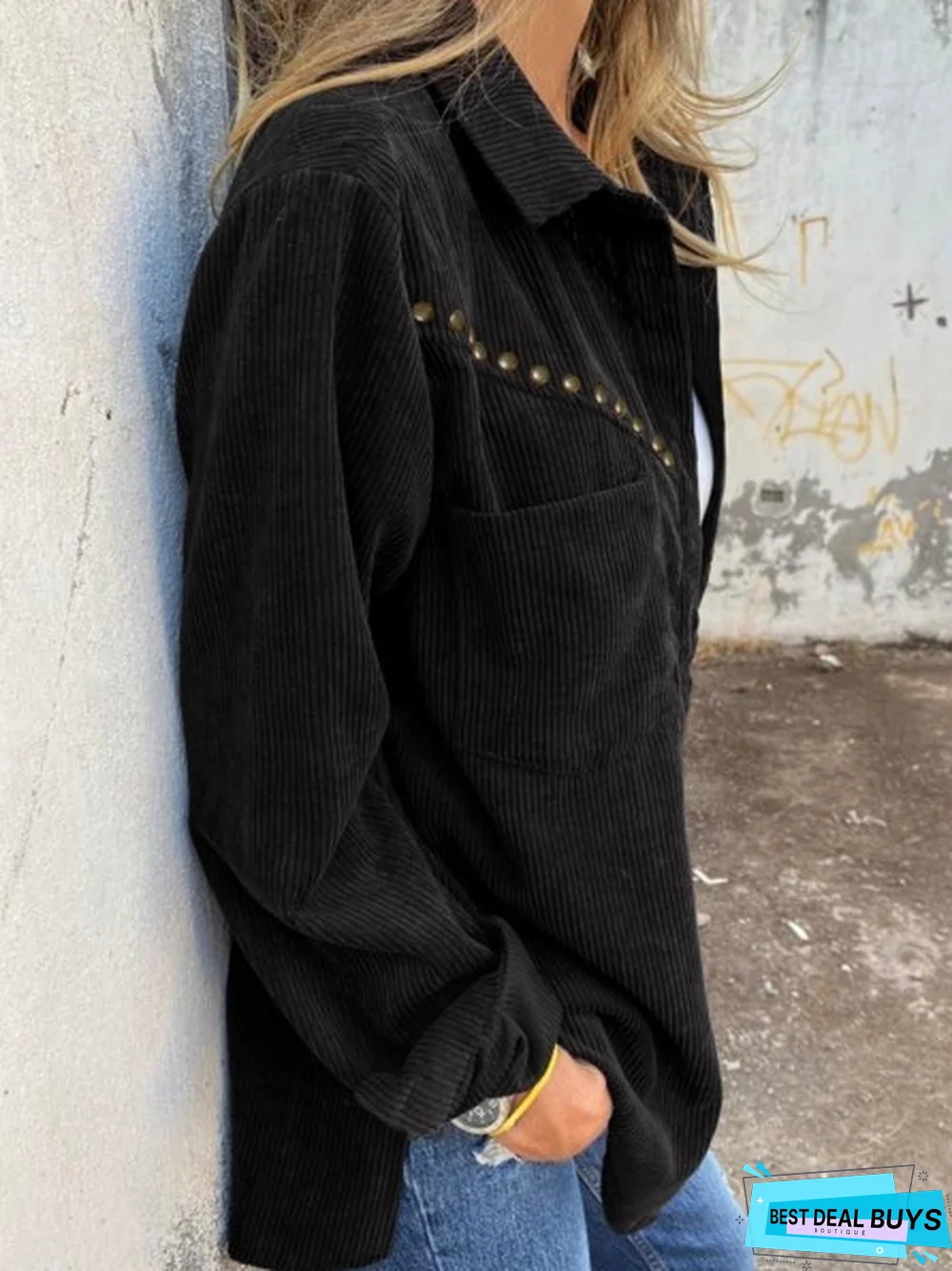 Plain Shirt Collar Loosen Outerwear