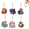 6Pcs Double Sided Special Shape Gift Box Cat Diamond Painting Keychain