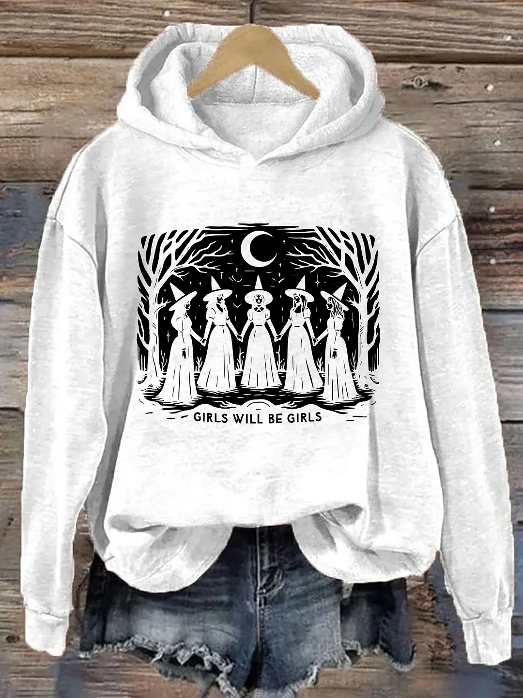 Vintage Girls Will Be Girls Witch Hoodie