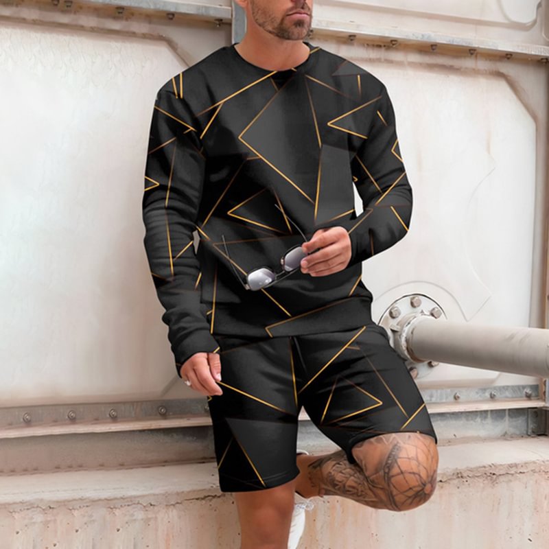 Men's Geometric Patterns Tracksuit Two Piece Set