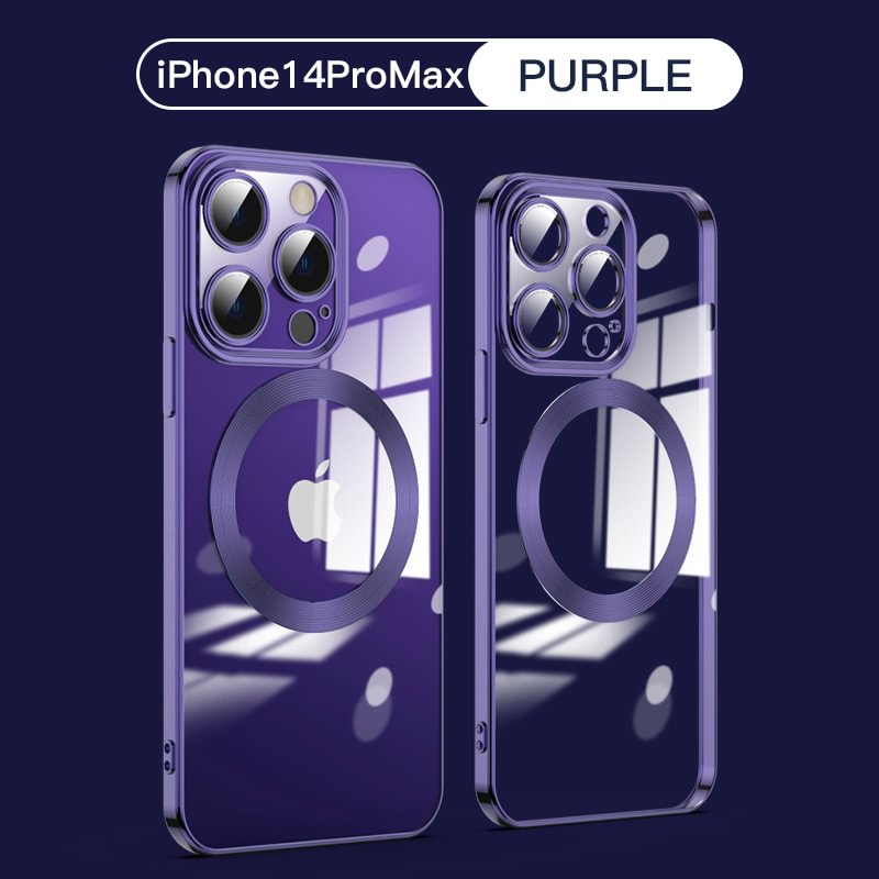 2022 Upgrade Plating Magnetic Anti-yellow Clear Case with Camera Protector for iPhone