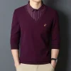 Men's Fake Two Piece Warm Contrast Shirt