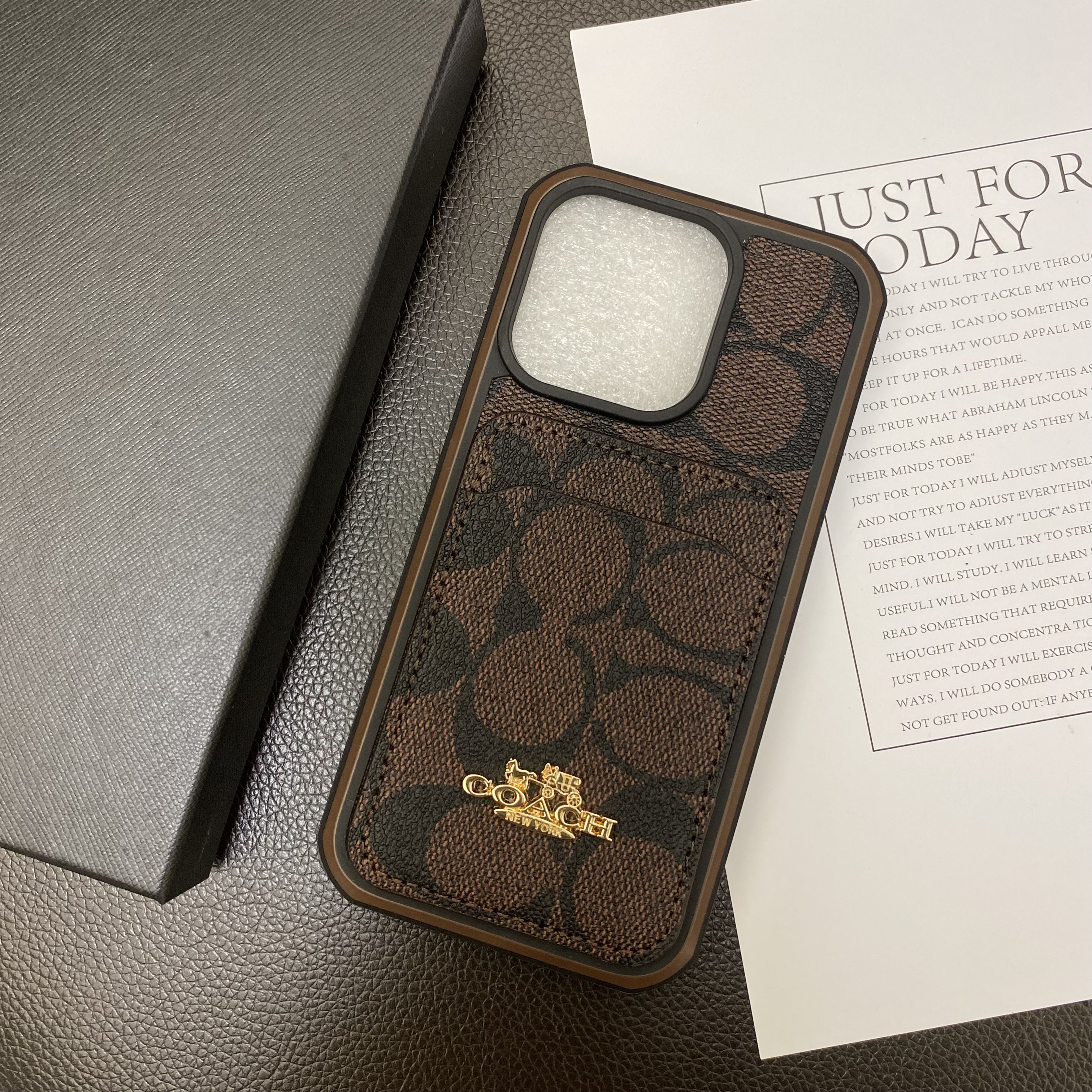 Luxury Coach Back Card Slot Leather Apple iPhone Case