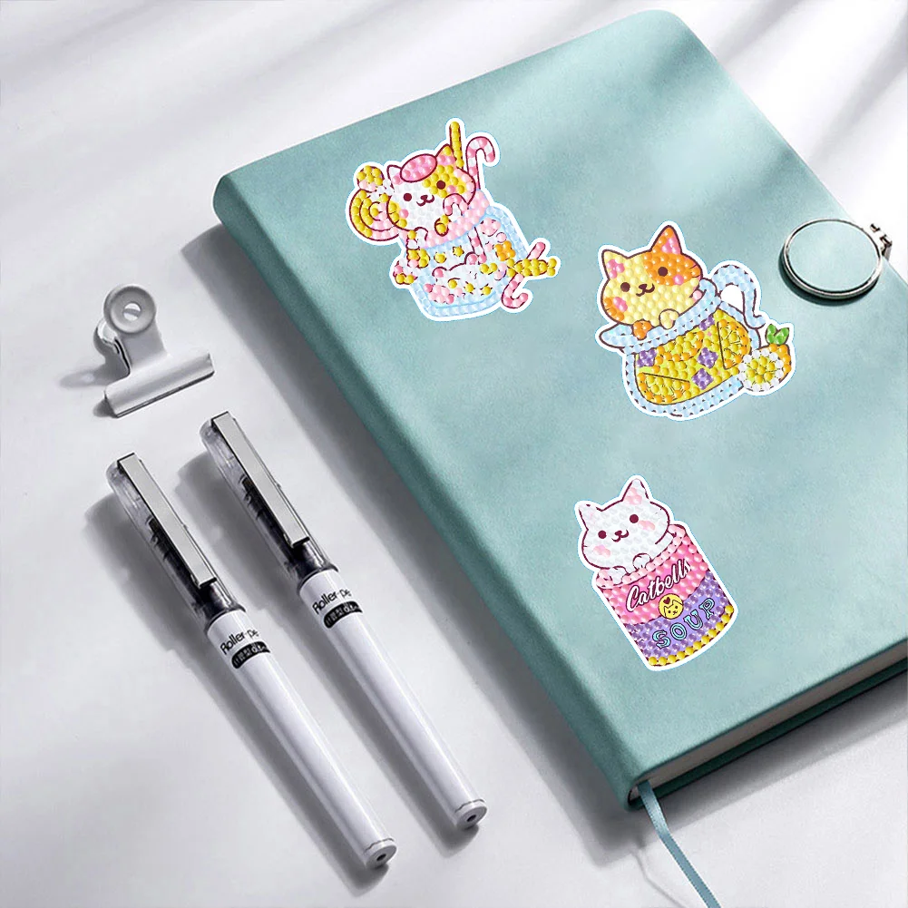 Diamonds Painting Sticker DIY Art Cartoon Cat Paster Home Decor