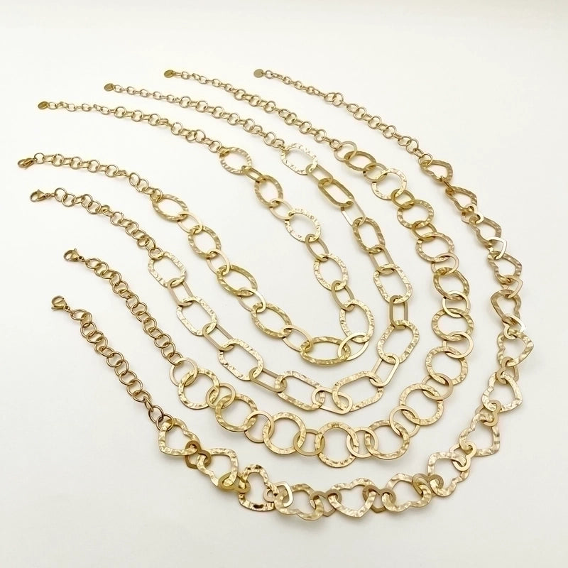 304 Stainless Steel 14K Gold Plated Roman Style Streetwear Patchwork Plating Oval Heart Shape Necklace