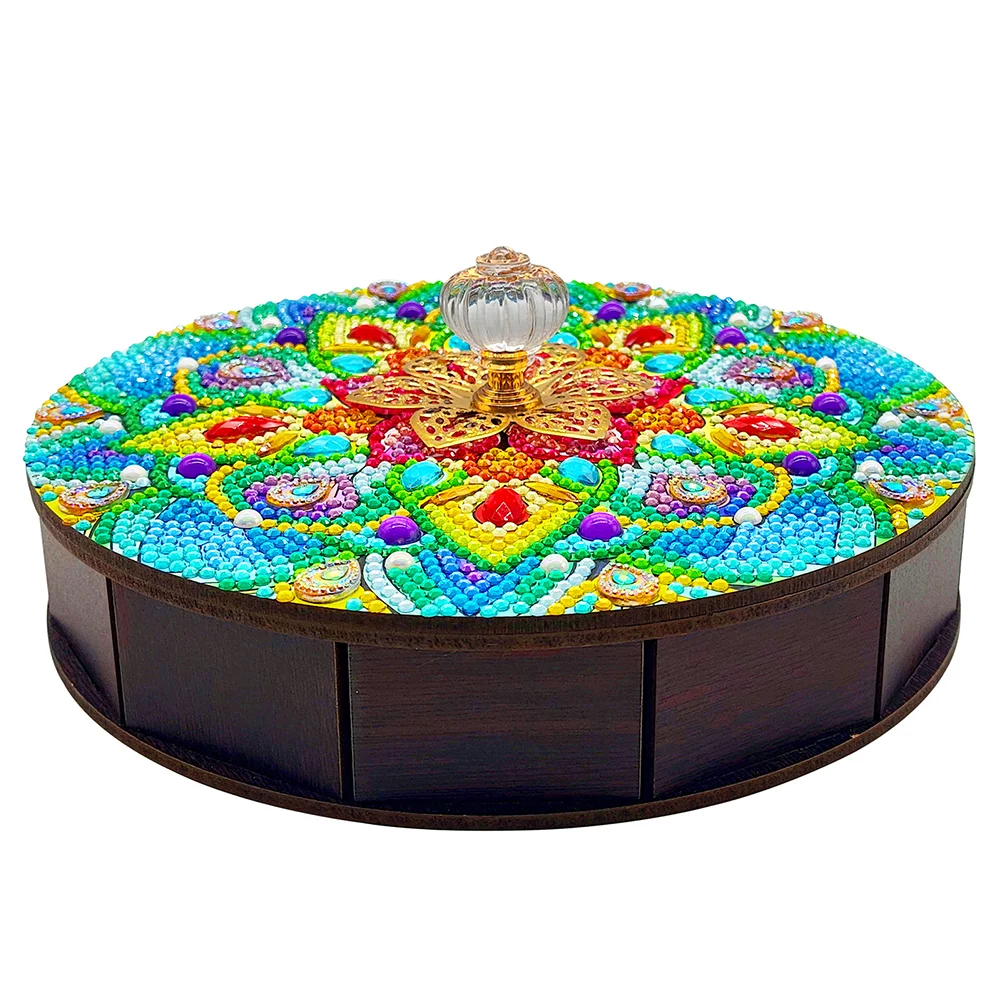 DIY Mandala Diamond Painting Storage Box Wooden Organizer Case for Art Crafts