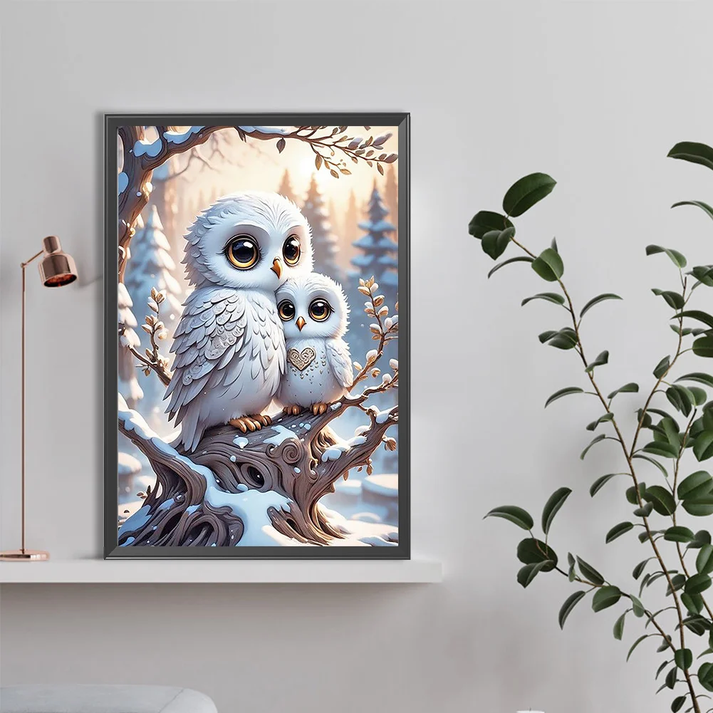 Diamond Painting - Full Round Drill - Winter Owl(Canvas|40*60cm)