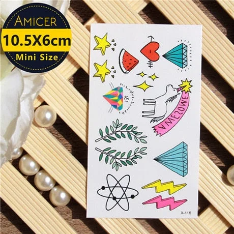 Waterproof Temporary 3d Tattoos sticker on body art color tattoo Cat fake glitter tattoo flash women tattoo for girl