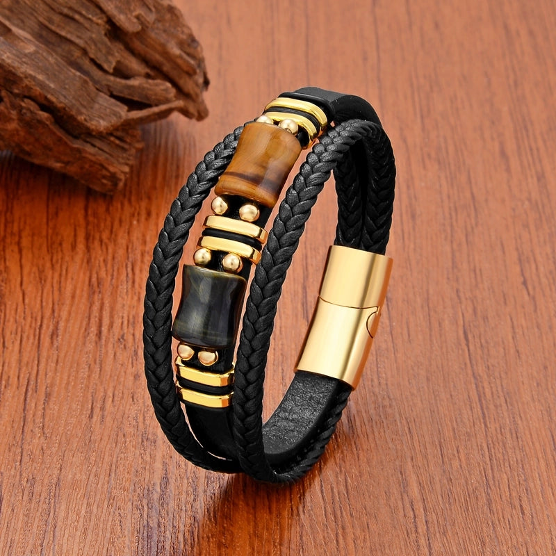 Punk Classic Style Commute Geometric Leather Rope Metal Men’s Bracelets