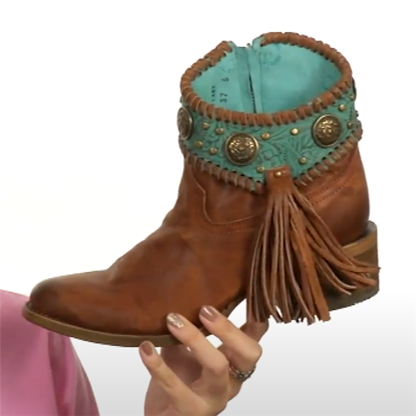 Women Vintage Side Zipper Tassel Ankle Boots -boots