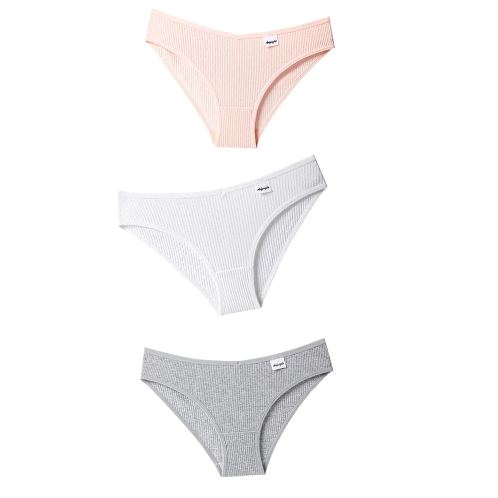 3Pcs Women's Panties Cotton Underwear Seamless Sexy V Waist Briefs Girl Low-Rise Soft Panty Women Underpants Female Lingerie New