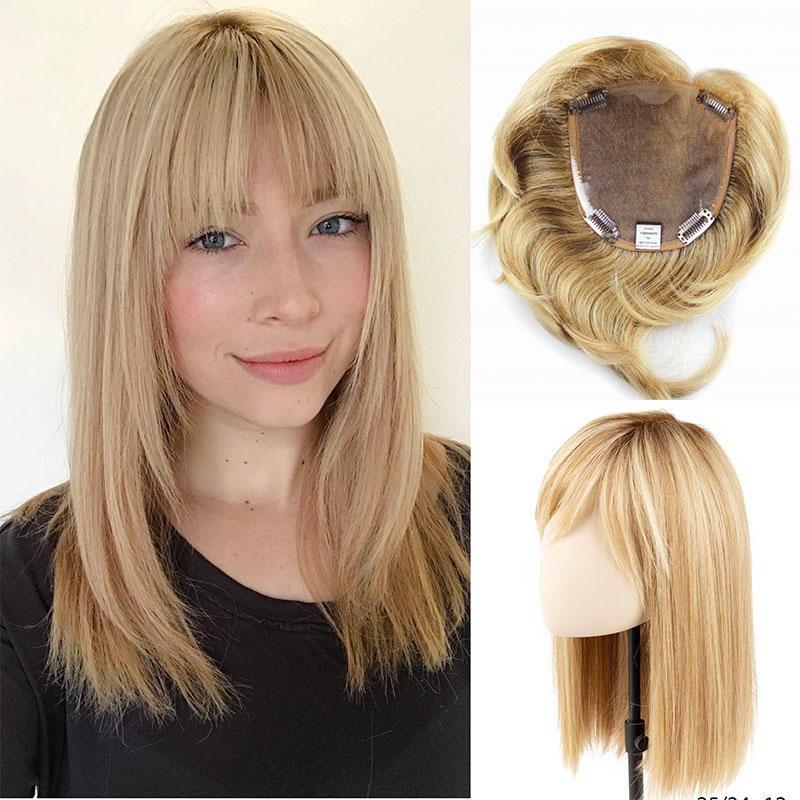 Natural Remy Human Hair Topper With Bangs/Fringes