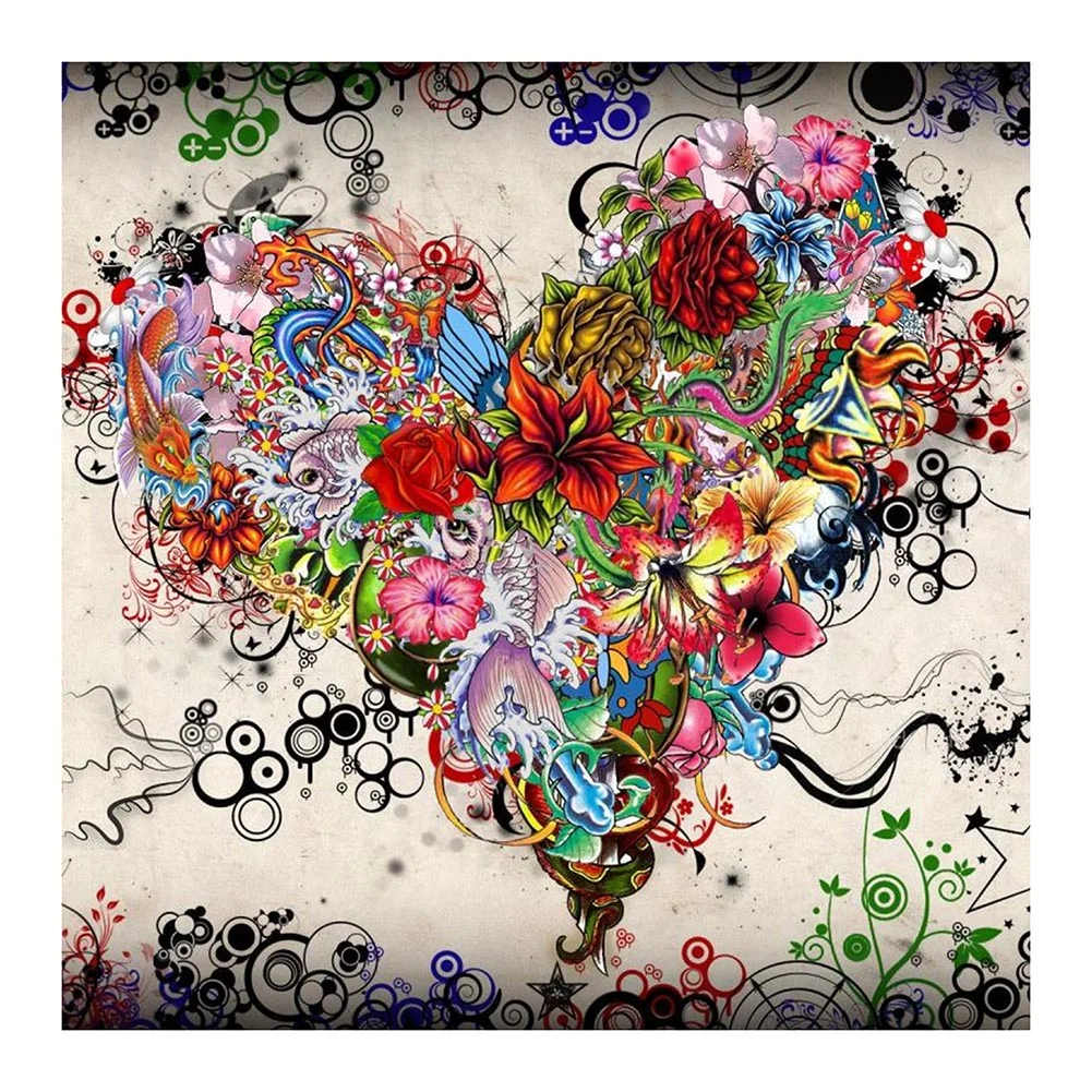 Heart Flower - Full Round - Diamond Painting