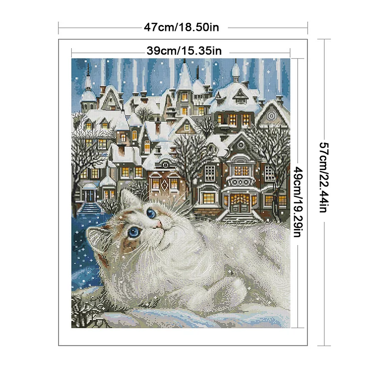 Joy Sunday』Cat City - 14CT Stamped Eco-Friendly Cotton