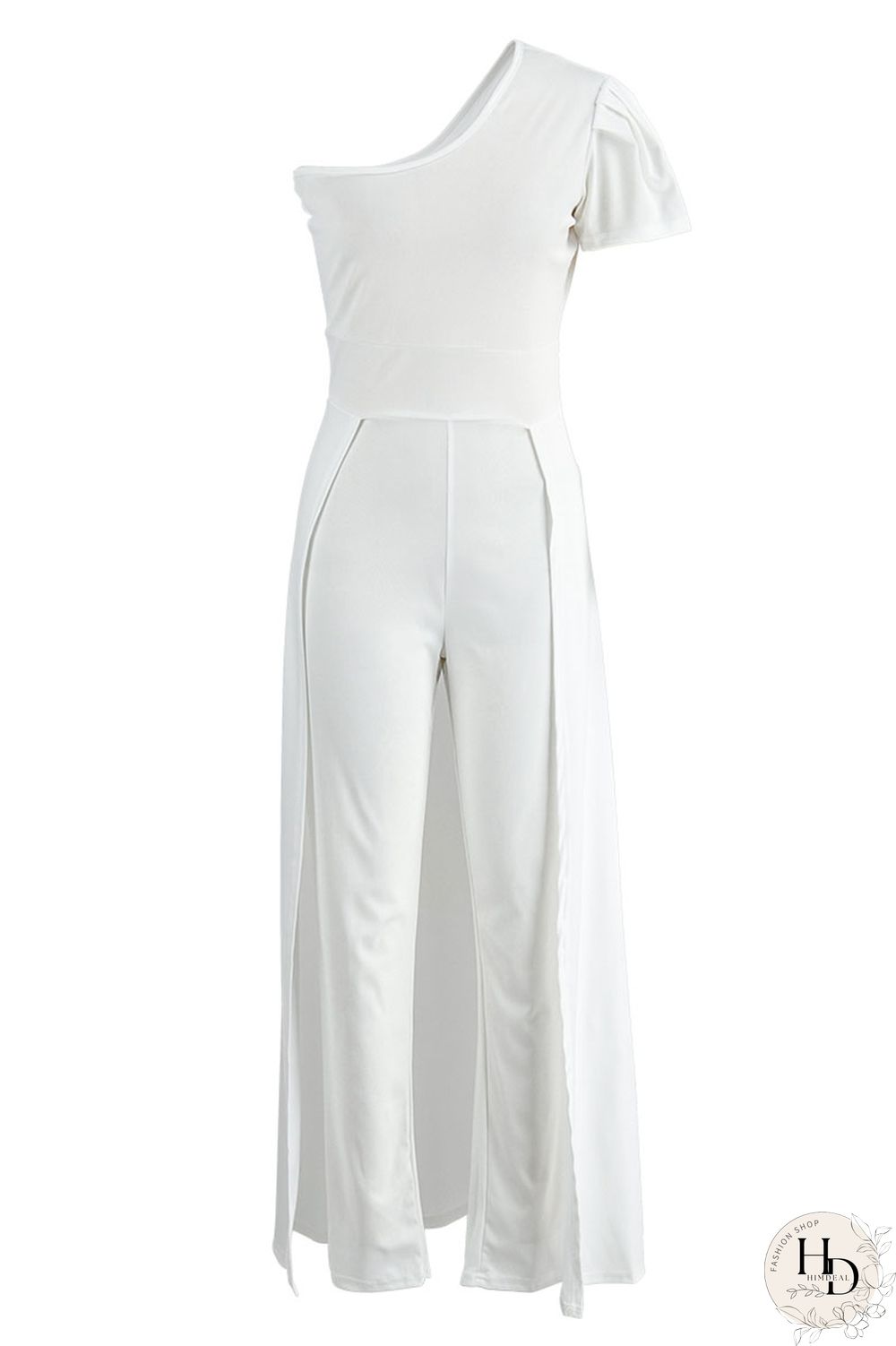 Tangerine Casual Solid Patchwork Asymmetrical Oblique Collar Skinny Jumpsuits