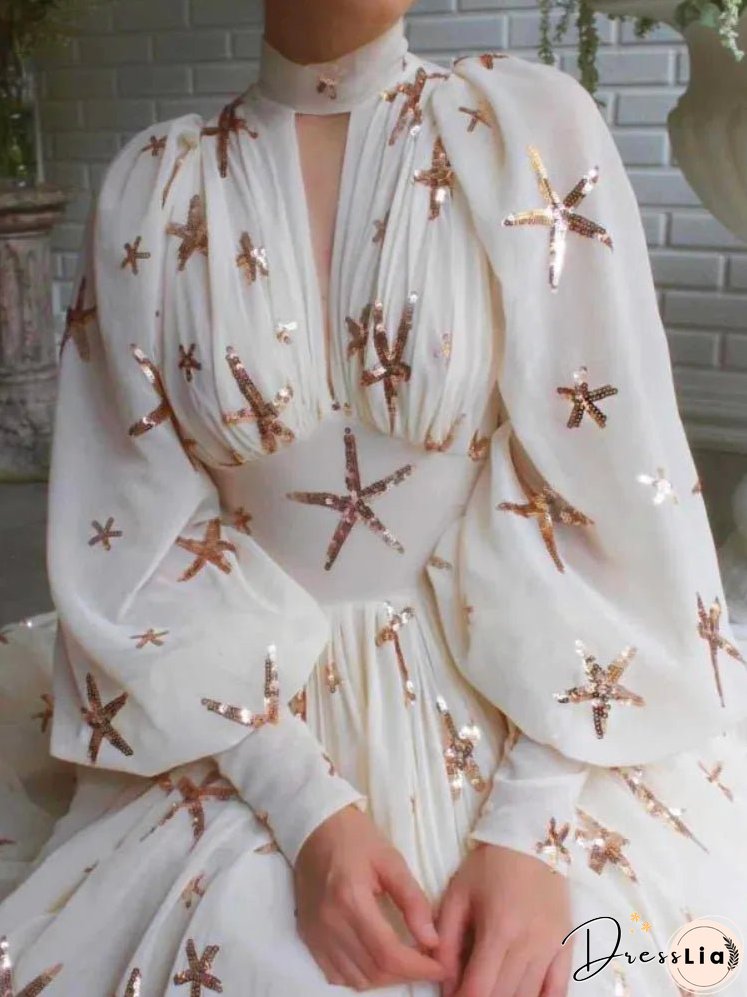 Joskka Summer Chiffon Even Party Dress Woman French Elegant Formal Dress Beach Long Sleeve Fairy Fashion Dress Office Lady Chic